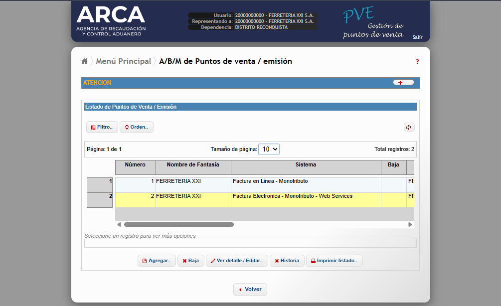 Formulario de punto de venta