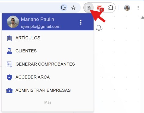 Abrir extensión de Asistente Factura Electrónica