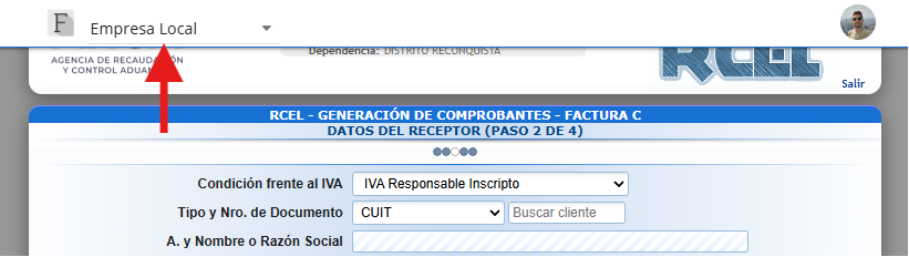 Cambiar empresa en ARCA Asistente Factura Electrónica