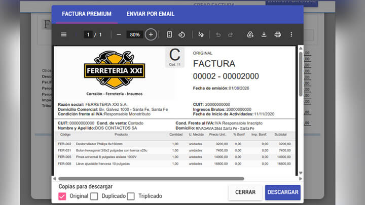 Factura con tu logo emitida desde ARCA